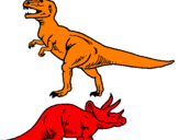 Disegno Triceratops e Tyrannosaurus Rex pitturato su FRANCESCO