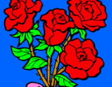 Disegno Mazzo di rose  pitturato su pulcina