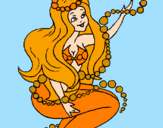 Disegno Sirena tra mille bollicine  pitturato su kilari