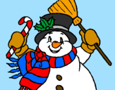 Disegno Pupazzo di neve con la sciarpa pitturato su giangy