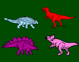 Disegno Dinosauri di terra  pitturato su elena