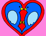 Disegno Uccellini innamorati  pitturato su chiara e davide