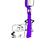 Disegno Molare e spazzolino da denti pitturato su RAYANE