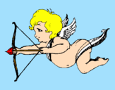 Disegno Cupido in volo  pitturato su luigi