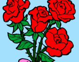 Disegno Mazzo di rose  pitturato su ashwini