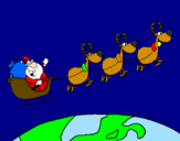 Disegno Babbo Natale che consegna i regali 3 pitturato su aurora pugisi