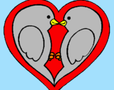 Disegno Uccellini innamorati  pitturato su giulyTVB