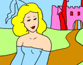 Disegno Principessa e castello  pitturato su shakira8785
