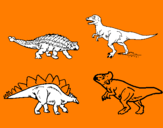Disegno Dinosauri di terra  pitturato su rachele