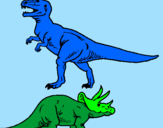 Disegno Triceratops e Tyrannosaurus Rex pitturato su DAVIDE