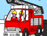 Disegno Camion dei Pompieri  pitturato su tommaso