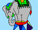 Disegno Elefante in scena  pitturato su cristian