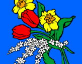 Disegno Mazzo di fiori pitturato su susanna