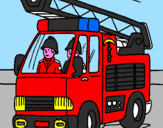 Disegno Camion dei Pompieri  pitturato su ponpe xzcvbnm