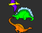 Disegno Tre specie di dinosauri  pitturato su Michele