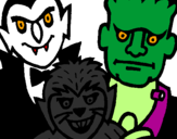 Disegno Personaggi Halloween  pitturato su uli