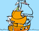 Disegno Barca  pitturato su alex 2 ani 10 luni