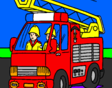 Disegno Camion dei Pompieri  pitturato su vale