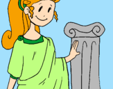 Disegno Giovane romana pitturato su alice