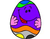 Disegno Uovo di Pasqua felice pitturato su davidino