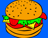 Disegno Hamburger completo  pitturato su ale e franci