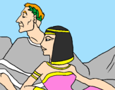 Disegno Cesare e Cleopatra  pitturato su michele