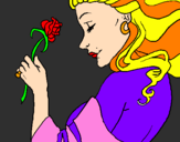 Disegno Principessa con una rosa pitturato su anita