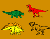 Disegno Dinosauri di terra  pitturato su stefano