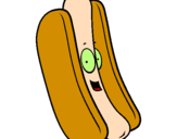 Disegno Hot dog pitturato su panino   di      carne