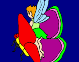Disegno Folletto e farfalla  pitturato su elena disegno 7