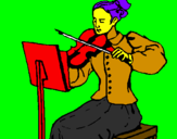 Disegno Dama violinista  pitturato su VINCENZO