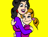 Disegno Madre e figlia abbracciate pitturato su giada