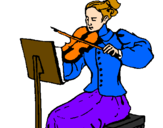 Disegno Dama violinista  pitturato su western