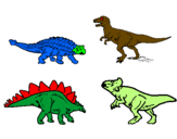 Disegno Dinosauri di terra  pitturato su carmine e simone