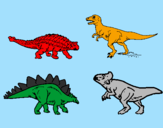 Disegno Dinosauri di terra  pitturato su denis