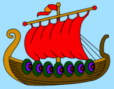 Disegno Barca vikinga  pitturato su ANDREA