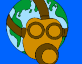 Disegno Terra con maschera anti-gas  pitturato su agnese the best