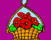 Disegno Paniere di fiori pitturato su camilla crosa