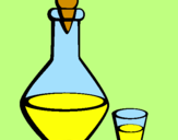 Disegno Carraffa e bicchierone pitturato su sara