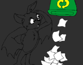 Disegno Pipistrello riciclatore pitturato su domenico
