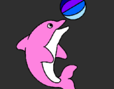 Disegno Delfino con una palla  pitturato su skiakira