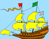 Disegno Veliero del secolo XVII  pitturato su barca dei pirati