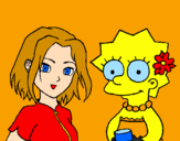 Disegno Sakura e Lisa pitturato su olivio