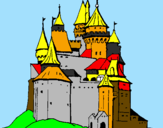 Disegno Castello medievale  pitturato su chry
