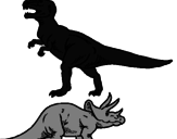 Disegno Triceratops e Tyrannosaurus Rex pitturato su francesco 