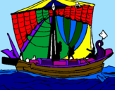 Disegno Barca romana  pitturato su daniel