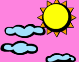 Disegno Sole con nuvole 2 pitturato su rebecca