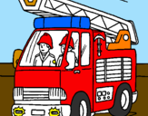 Disegno Camion dei Pompieri  pitturato su cristian usuelli