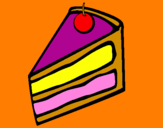 Disegno Torta di mele Información pitturato su una bella fetta di torta