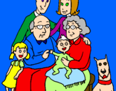 Disegno Famiglia pitturato su giononni